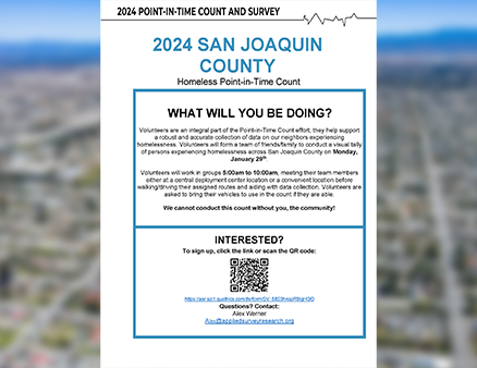 San Joaquin Continuum of Care Seeks Tracy Volunteers for Biennial Homeless Point-In-Time Count