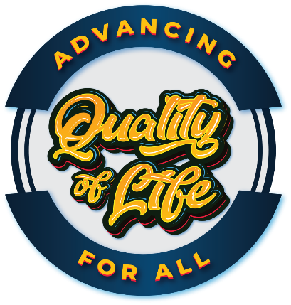 Advancing Quality of life for all logo. circle with text