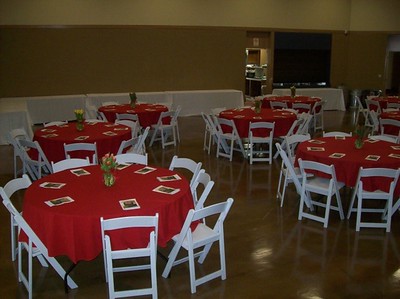 Red Table Cloth Set Up